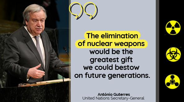 UNGeneva's tweet photo. "I urge Member States to ratify and fully implement
🇺🇳the Anti-Personnel Mine Ban Convention, 
🇺🇳the Convention on Cluster Munitions, 
🇺🇳and the Convention on Certain Conventional Weapons #CCW."  -- @antonioguterres 

#MineActionCannotWait
#IMAD2023 @UNMAS https://t.co/pfahPrN0tN