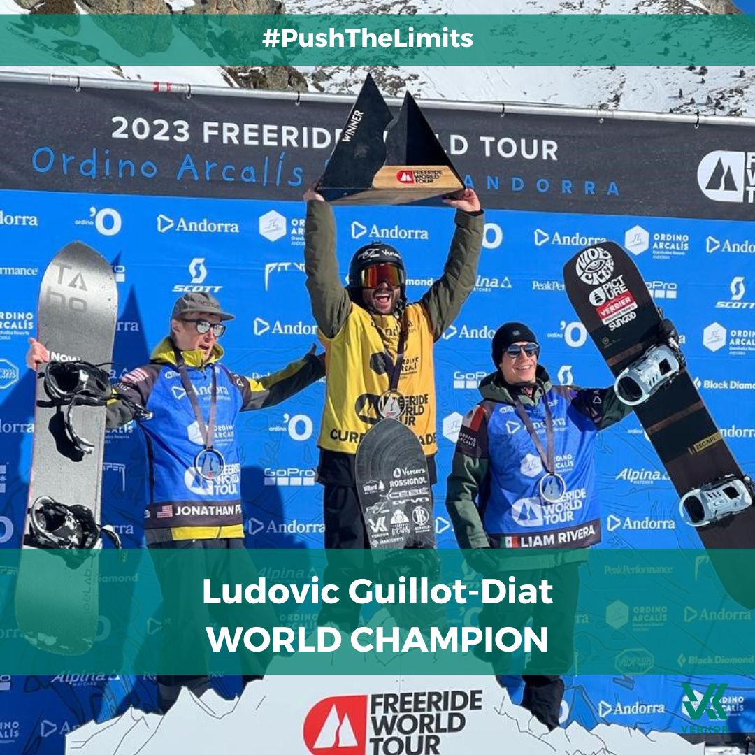 VerkorSAS's tweet image. #VerkorCommitments
Ludovic Guillot-Diat crowned World Champion! 

We followed his progress during the #FreerideWorldTour competition and are delighted to have accompanied and supported him in this adventure. Congratulations to you for this well deserved title!
#PushTheLimits