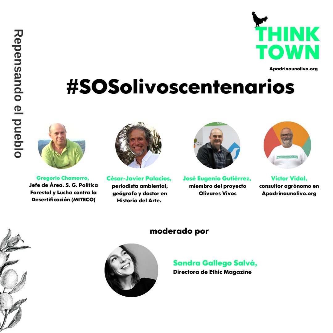 Pobres olivos centenarios, nos lo dan todo pero nosotros los despreciamos y convertimos en triste mobiliario de jardín
Hoy participo #ThinkTown #SOSolivoscentenarios <a href="/adoptaunolivo/">Apadrinaunolivo.org</a> Junto Gregorio Chamorro <a href="/mitecogob/">Transición Ecológica y Reto Demográfico</a> <a href="/SEO_BirdLife/">SEO/BirdLife</a> Víctor Vidal y Sandra Gallego <a href="/Ethic_/">Ethic</a> ¿Te apuntas?