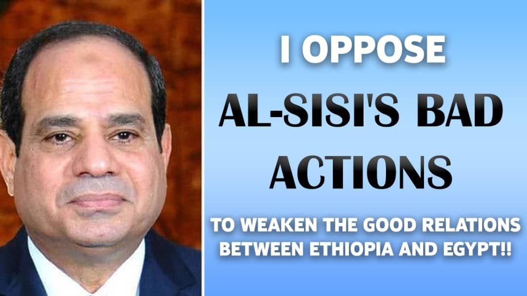 BemnetGossaye's tweet photo. I oppose Al-Sisi's bad actions to weaken the good relations between Ethiopia and Egypt!!
#ThethreatofEthiopia https://t.co/sbIe7ufEOP