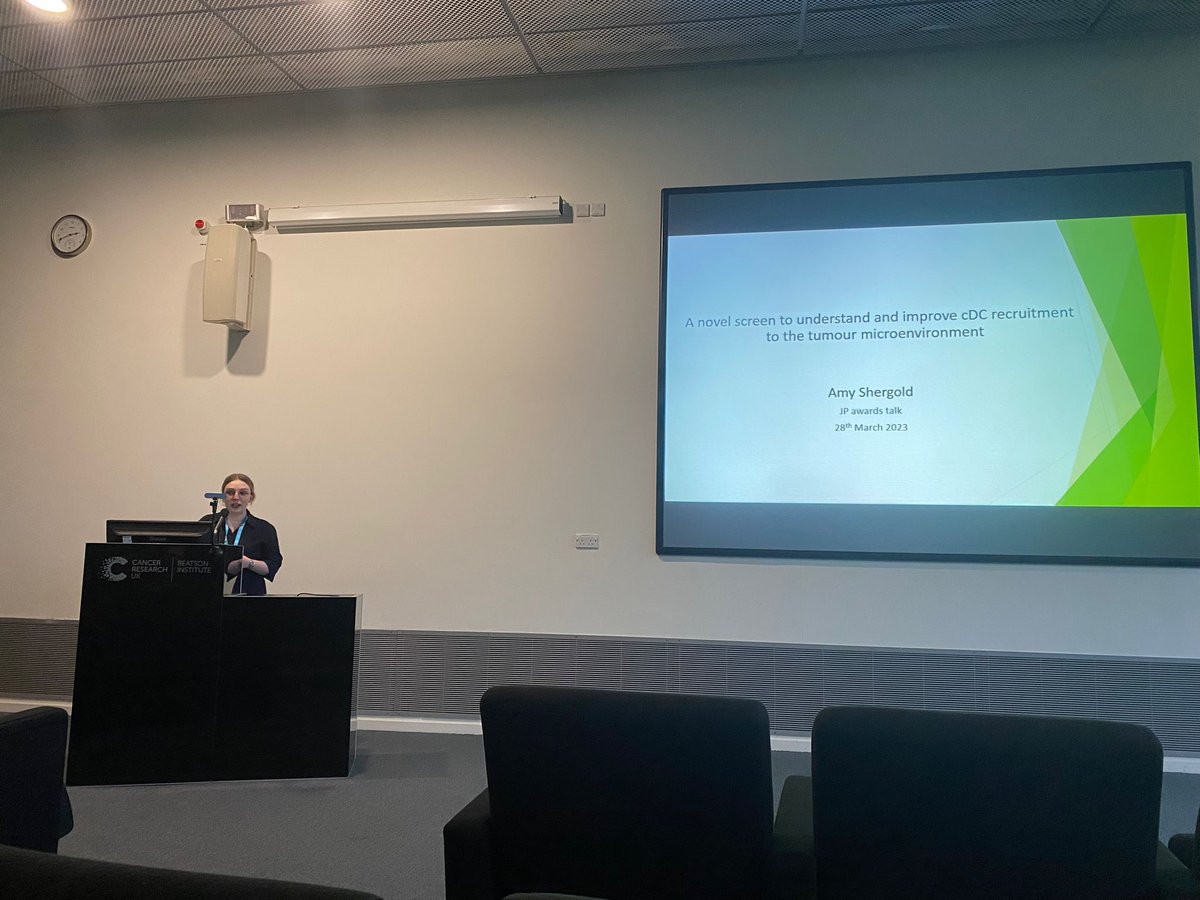 AmyShergold's tweet photo. Delighted and honoured to have won the John Paul Career Development Award given to the most promising PhD student! 

Thanks to the panel of judges! It was a great day of talks learning about all the amazing science the PhD students are doing at the @CRUK_BI 🧫 🧬 🔬 https://t.co/jOvpnJgN2M