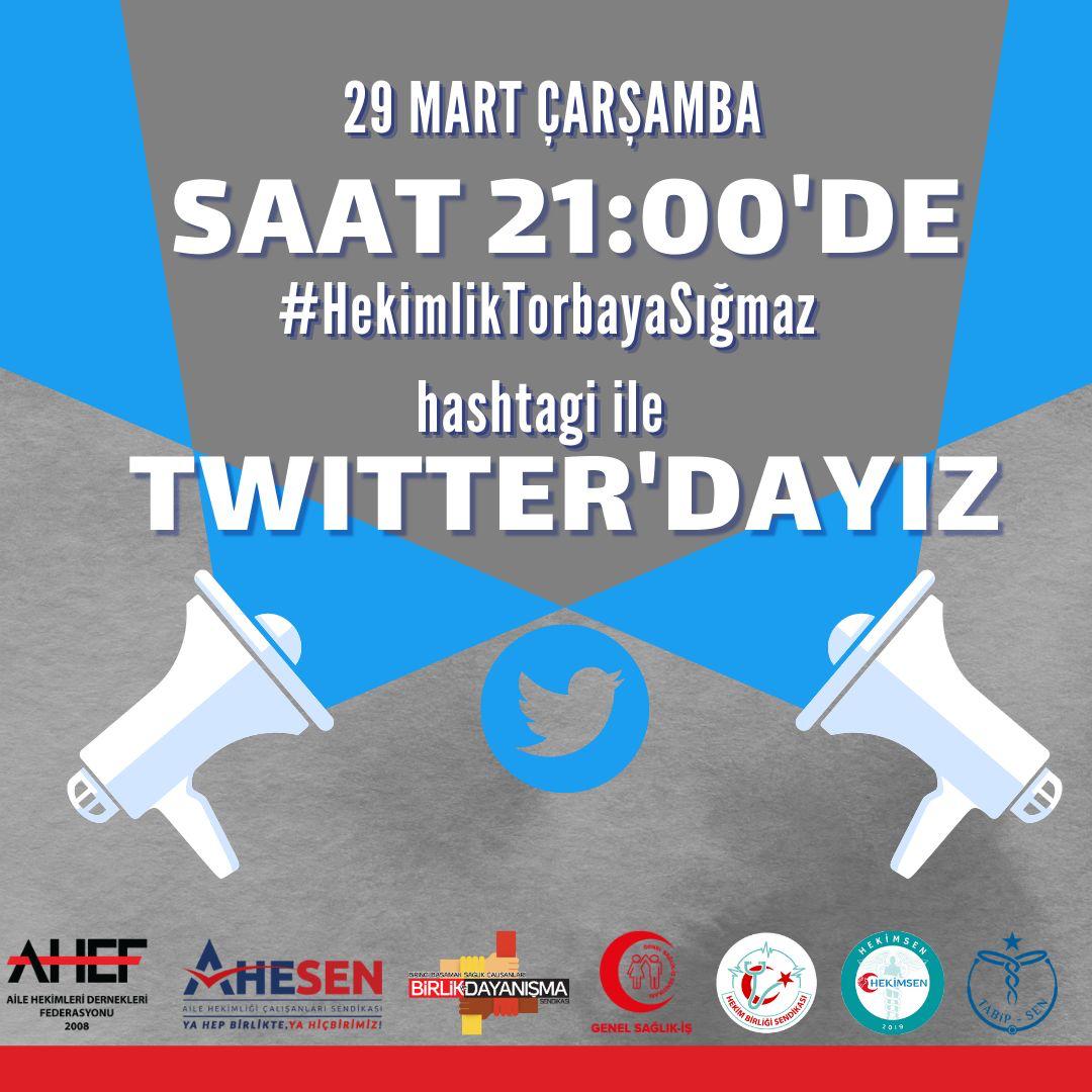 30 Mart Perşembe günü TBMM Sağlık, Aile, Çalışma ve Sosyal İşler Komisyonunda görüşülecek olan kanun teklifinin komisyondan geçmemesi için, tüm meslektaşlarımızı 29 Mart Çarşamba (bugün) saat 21.00’da Twitter’da buluşmaya davet ediyoruz.