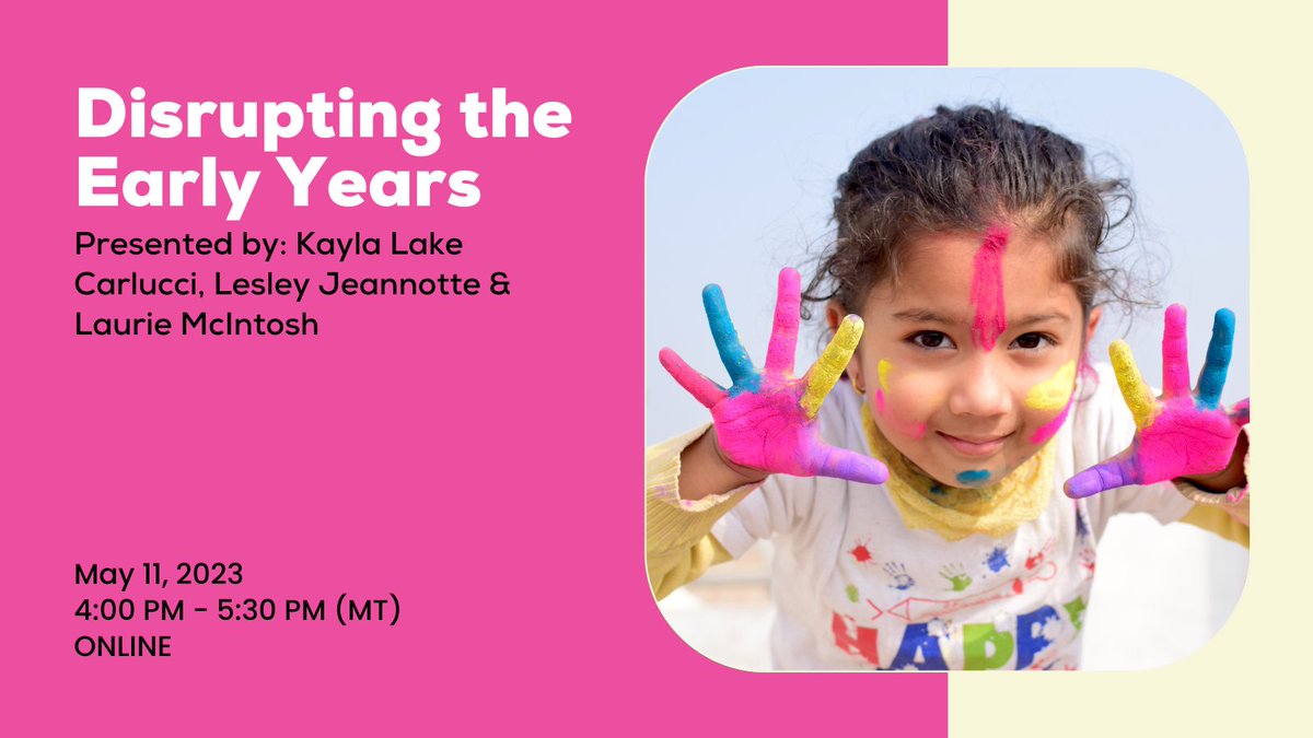 Calgary Regional PD (@crconsortium) on Twitter photo Explore the concept of “disrupting early learning” in this new webinar with Kayla Lake Carlucci (<a href="/k_lake11/">Kayla Lake Carlucci</a>), Lesley Jeannotte (<a href="/LesleyJeannotte/">Lesley Jeannotte</a>) and special guest Laurie McIntosh (<a href="/lauriesmcintosh/">Laurie McIntosh</a>).
Sign up here! crcpd.ab.ca/program/10582 Explore the concept of “disrupting early learning” in this new webinar with Kayla Lake Carlucci (<a href="/k_lake11/">Kayla Lake Carlucci</a>), Lesley Jeannotte (<a href="/LesleyJeannotte/">Lesley Jeannotte</a>) and special guest Laurie McIntosh (<a href="/lauriesmcintosh/">Laurie McIntosh</a>).
Sign up here! crcpd.ab.ca/program/10582