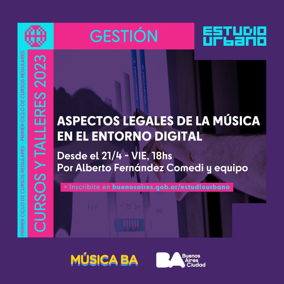 🎶 Ya está abierta la inscripción al curso virtual que volveremos a dar en <a href="/EstudioUrbano/">Estudio Urbano</a> junto a <a href="/rodrigogozalbez/">Rodrigo J. Gozalbez</a> <a href="/sanchezsebasj/">Sebastián Sánchez-Polanco 💡</a> y <a href="/orianafda/">Oriana</a> 💻🌎 Les esperamos! #gestion #Musica #Digital Info e inscripción buenosaires.gob.ar/estudiourbano/…