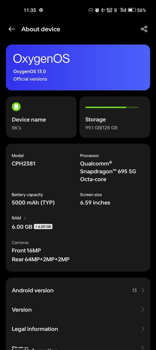RKwitter0507's tweet image. 13 ochindhi tammuduu 
#oxygenOS13 #OnePlus