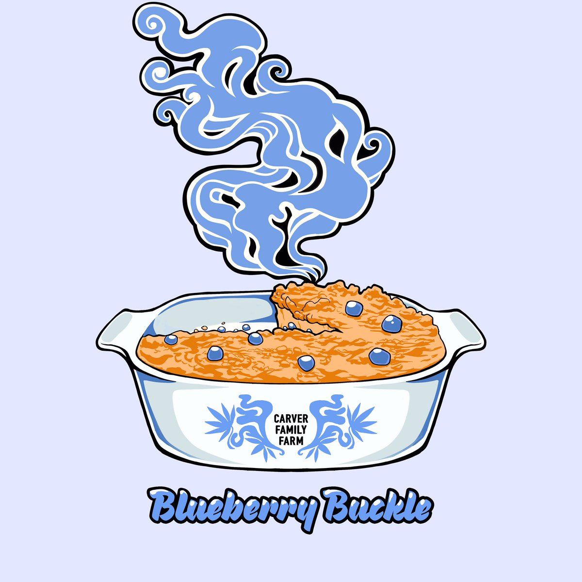 samdaltonstudio's tweet photo. Mmmm Blueberry Buckle... I've been fortunate enough to work with @FarmCarver (Carver Family Farm) for the past 6 months, and have the opportunity to create illustrations for their strains to be featured on stickers and shirts! #abqartist #illustration #graphicdesign #procreate https://t.co/GUQDh7faqG
