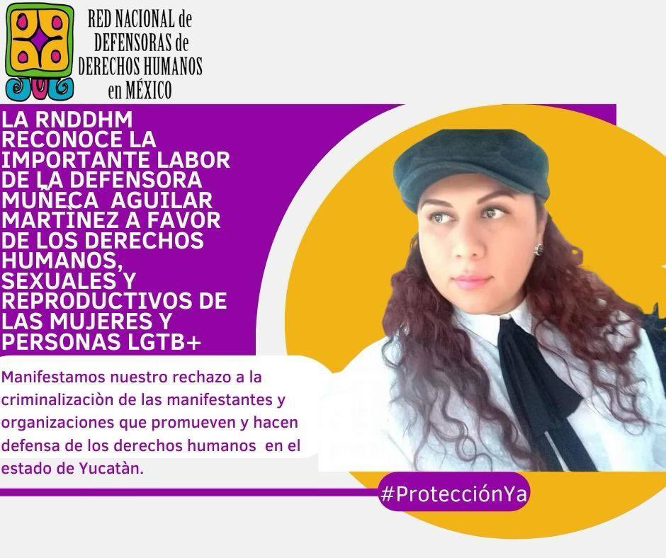 RedDefensorasMx's tweet photo. Nuestro reconocimiento a la labor de la defensora de derechos humanos Muñeca Aguilar Martínez integrante de @IgualdadYucatan https://t.co/Ox3QwwxI5L