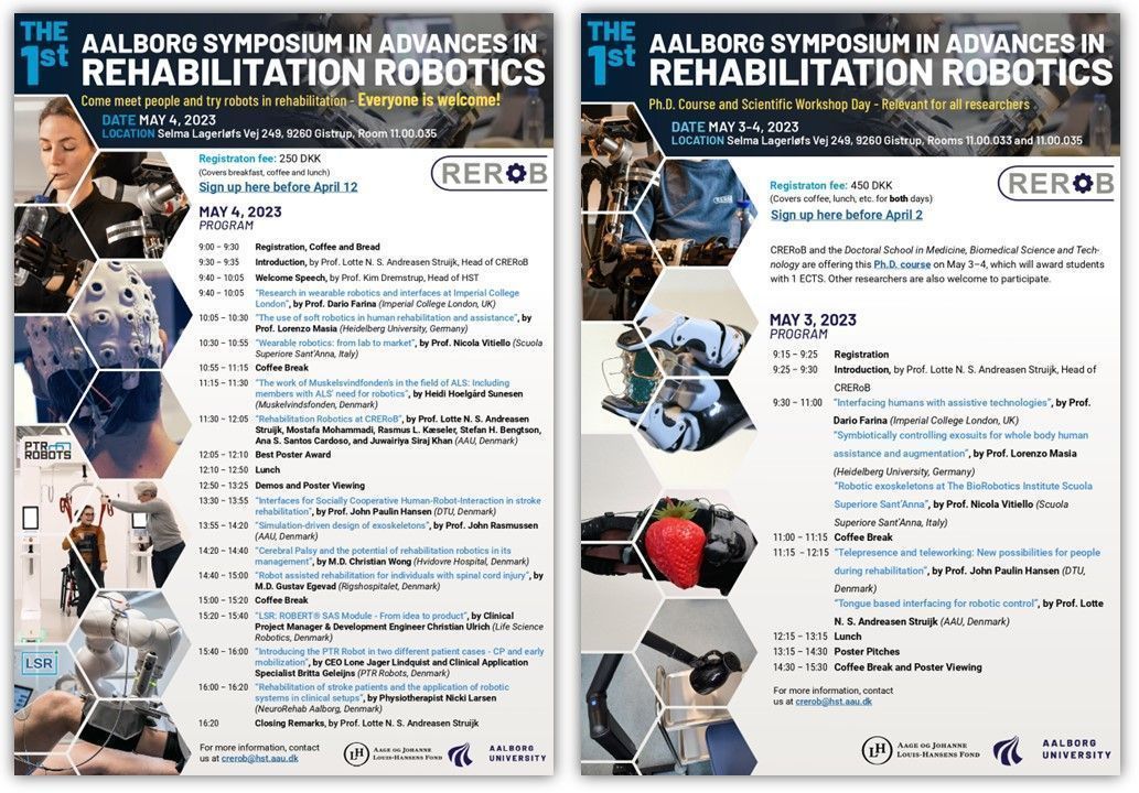 PTRrobots's tweet image. Mark your calendars!
Join PTR Robots at the 2nd CRERoB seminar, 'The 1st Aalborg Symposium in Advances in Rehabilitation Robotics' where we'll showcase the latest in rehab robotics. Register now (limited seats available): hubs.ly/Q01JtsGz0