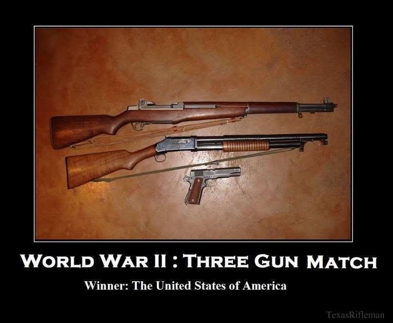 FirearmsNewsMag's tweet photo. LOL!

#militaryhistory #worldwar2 #m1rifle #slamfire #winchester1897 #m1911 #colt #ping #buckshot #3gun https://t.co/cWnoGHtxr4