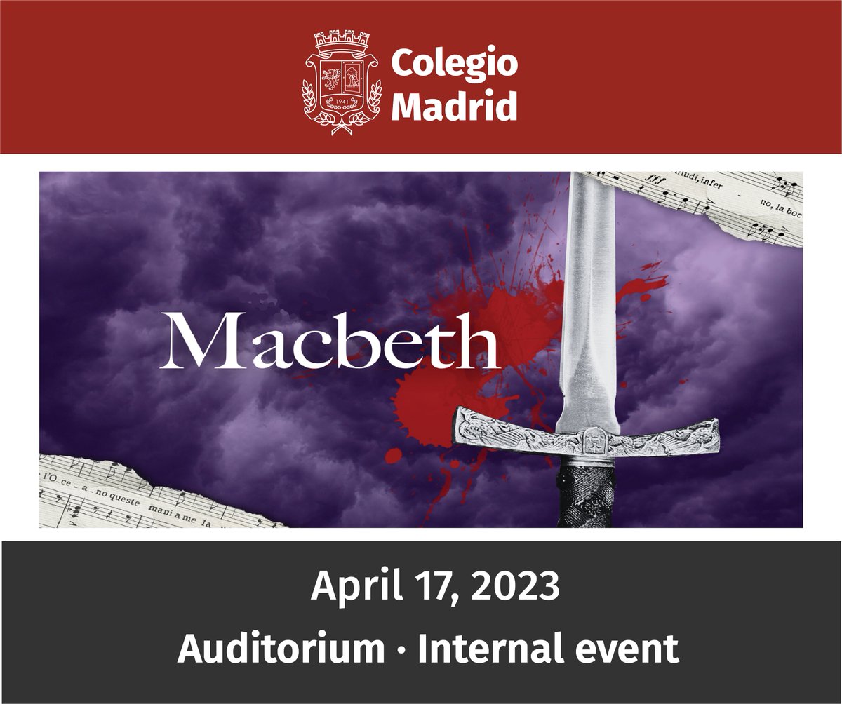 ColegioMadridMX's tweet photo. Our students from high school will enjoy the production of Macbeth by TNT Theatre Britain, one of the most important touring companies in the world
April 17, 2023
#IntegratedLearning 
#ColegioMadridMX #CambridgeSchool 
#MadridSostenible   #MadridBien 
#EnglishForAChangingWorld https://t.co/dGuOjKVGap