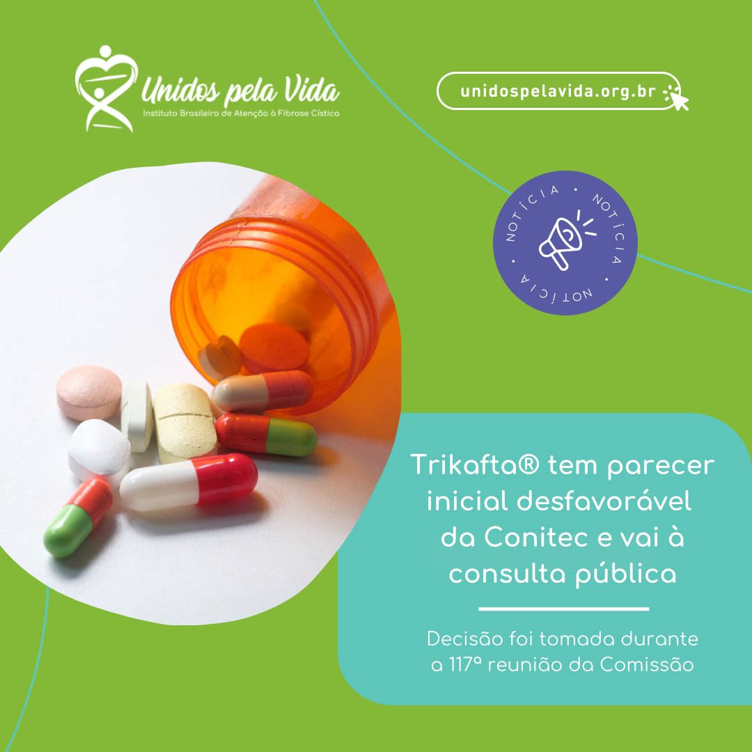 unidospelavida's tweet photo. 📣 Trikafta® tem parecer inicial desfavorável da Conitec e vai à consulta pública.
A decisão foi tomada nesta quarta-feira (29/03), durante a 117ª reunião da Comissão.
➡ Saiba mais em
https://t.co/6qhklgCouA
#unidospelavida #fibrosecística #conitec #trikafta #medicamento https://t.co/hfolshUgHG