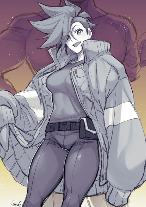 【※女体化注意/👑♀🚒※】
彼隊服にょガ♀🚒(とバックに最強のセコム) 