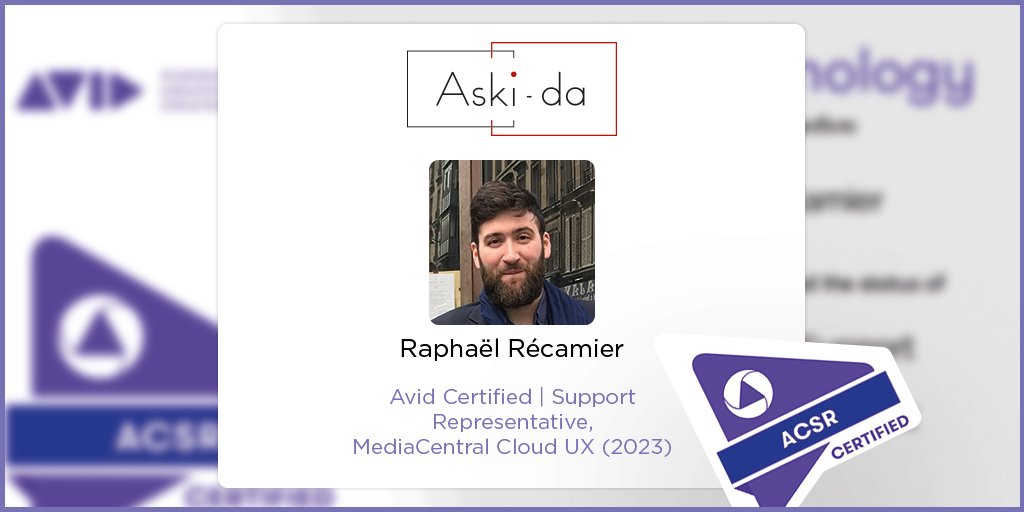 Félicitations à Raphaël pour sa #certification <a href="/AvidMCentral/">Avid MediaCentral</a>  | Cloud UX !
