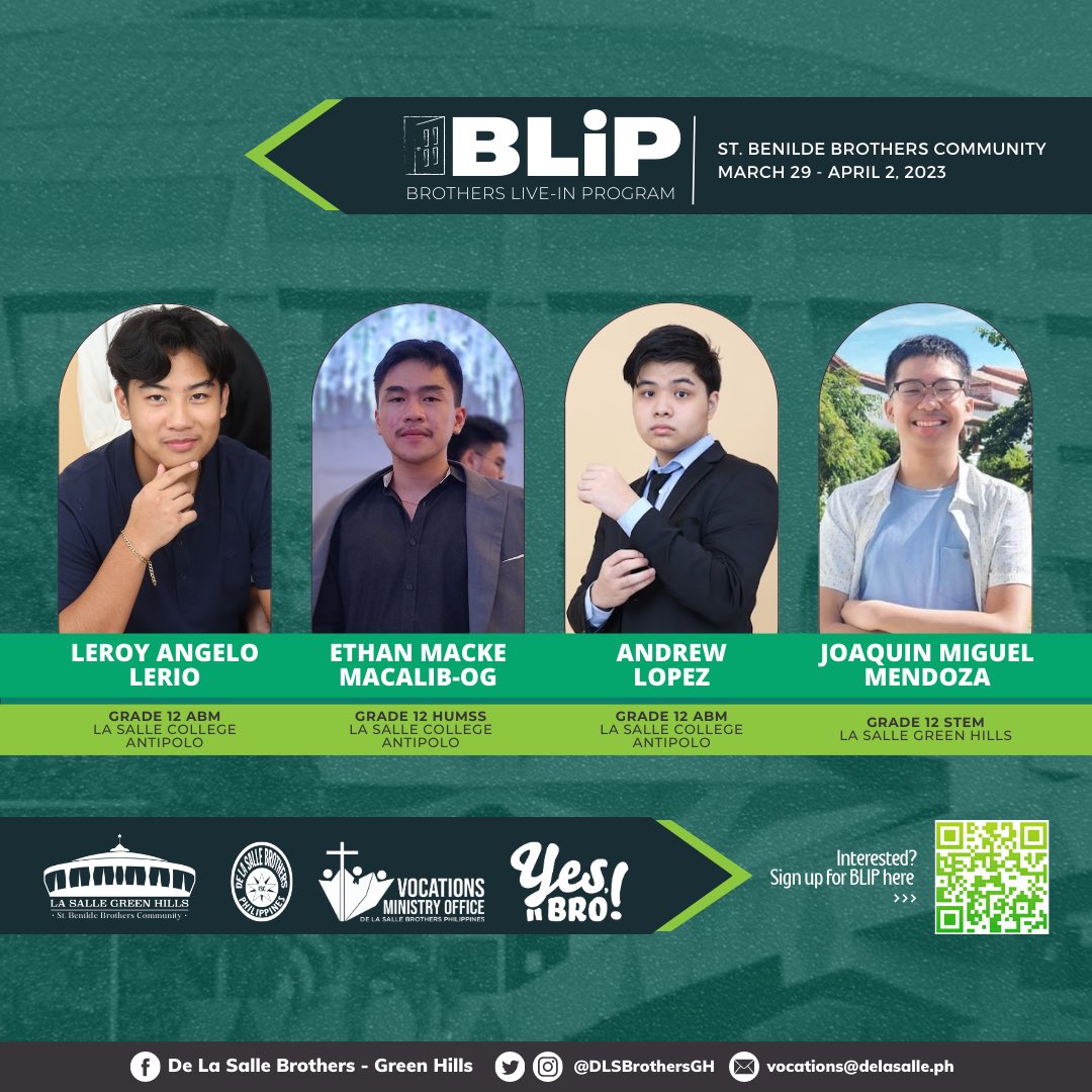 DLSBrothersGH's tweet photo. The St. Benilde Brothers Community welcomes Leroy, Andrew, Ethan from La Salle College Antipolo, and Joaquin from La Salle Green Hills for the Brothers Live-In Program. 

Let us include them in our prayers as they discover more about the Brothers Vocations.

#YesBro #FSCVocations https://t.co/er8dLrXOjM