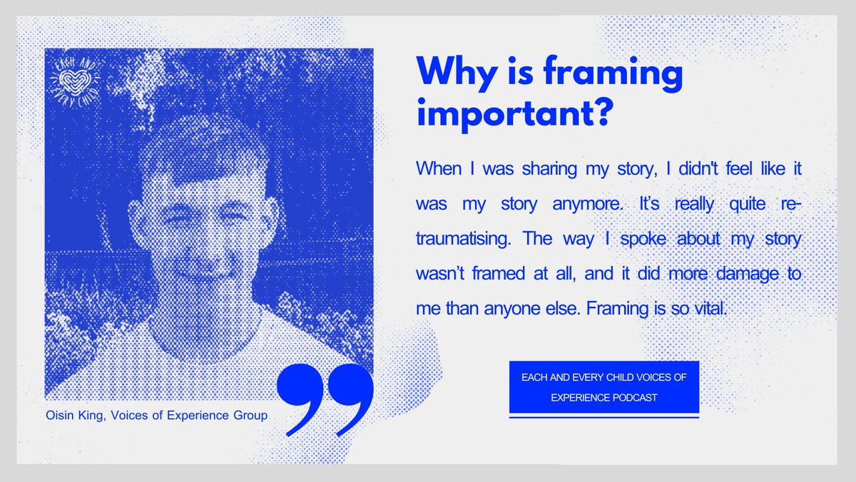 eacheverychild's tweet photo. 🎉Here's a beautiful quote from our second podcast with @Oisin_King_ &amp; @Jimmypaul90, speaking on why framing is important when telling your story, and how it can help create positive changes around the narrative of care.

Listen here: https://t.co/MD6VmPkNJR https://t.co/n0klaHCS0A