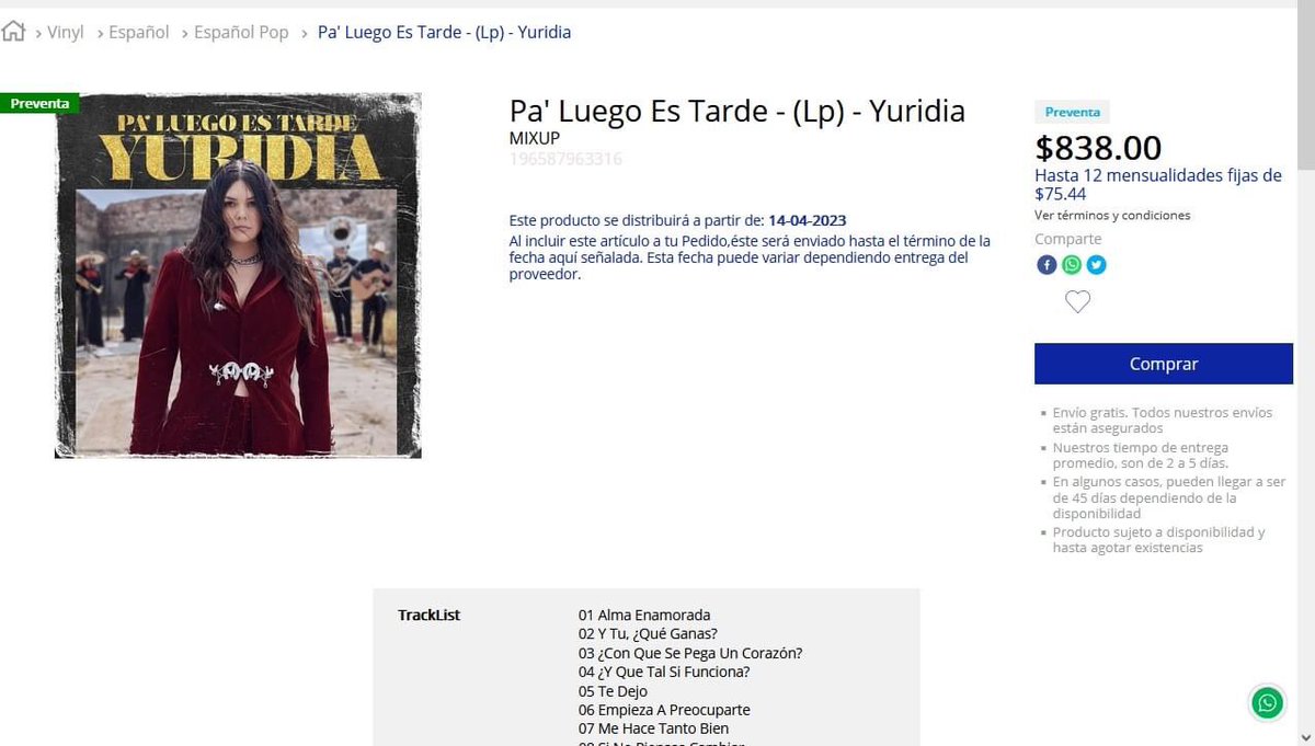 ¡PAREN TODO!

Se viene por primera vez DISCO DE VINILO de Yuridia, con #PaLuegoEsTarde ¿quién dijo yo?