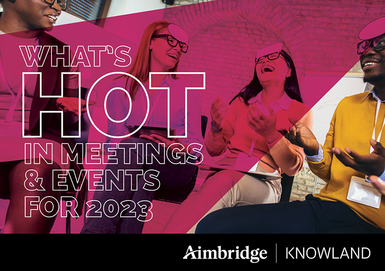 In honor of Global Meetings Industry Day tomorrow, we partnered with @knowlandgroup and our hotels across the U.S. to uncover the 2023 hottest meeting & event trends. Read more and get the report here: aimbridgehospitality.com/news/2023-hott… #GMID2023 #AimbridgeHospitality
