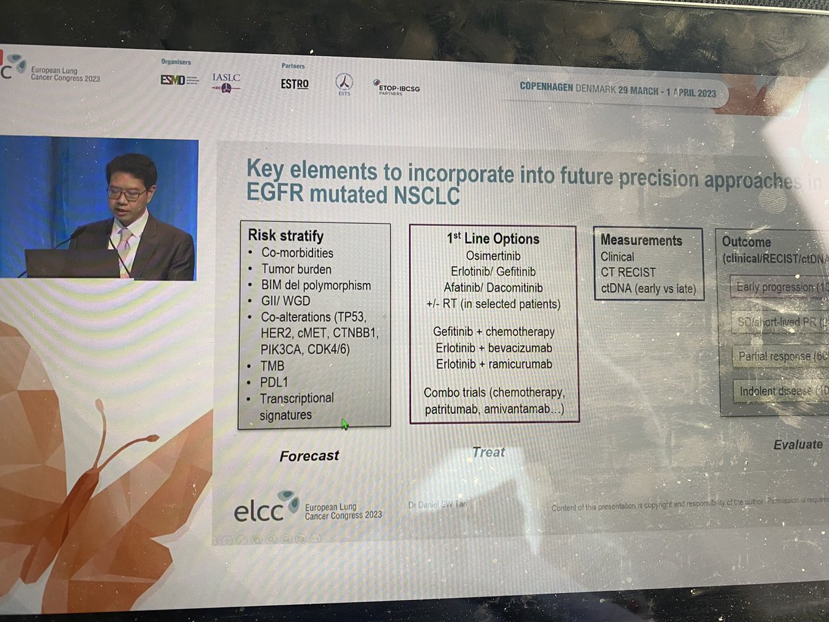 g_mountzios's tweet photo. #ELCC23 Elegant discussion by @danieltanmd based on 🍎and LCT strategies on #EFGR mut #NSCLC:
⭐️avoid RT on extensive disease fields after OSI induction
⭐️ Upfront OSI best brain PFS compared to befit
⭐️ ctDNA use to define strategy
@JordiRemon @BenjaminBesseMD @myESMO @IASLC https://t.co/Gb2t0g38vz