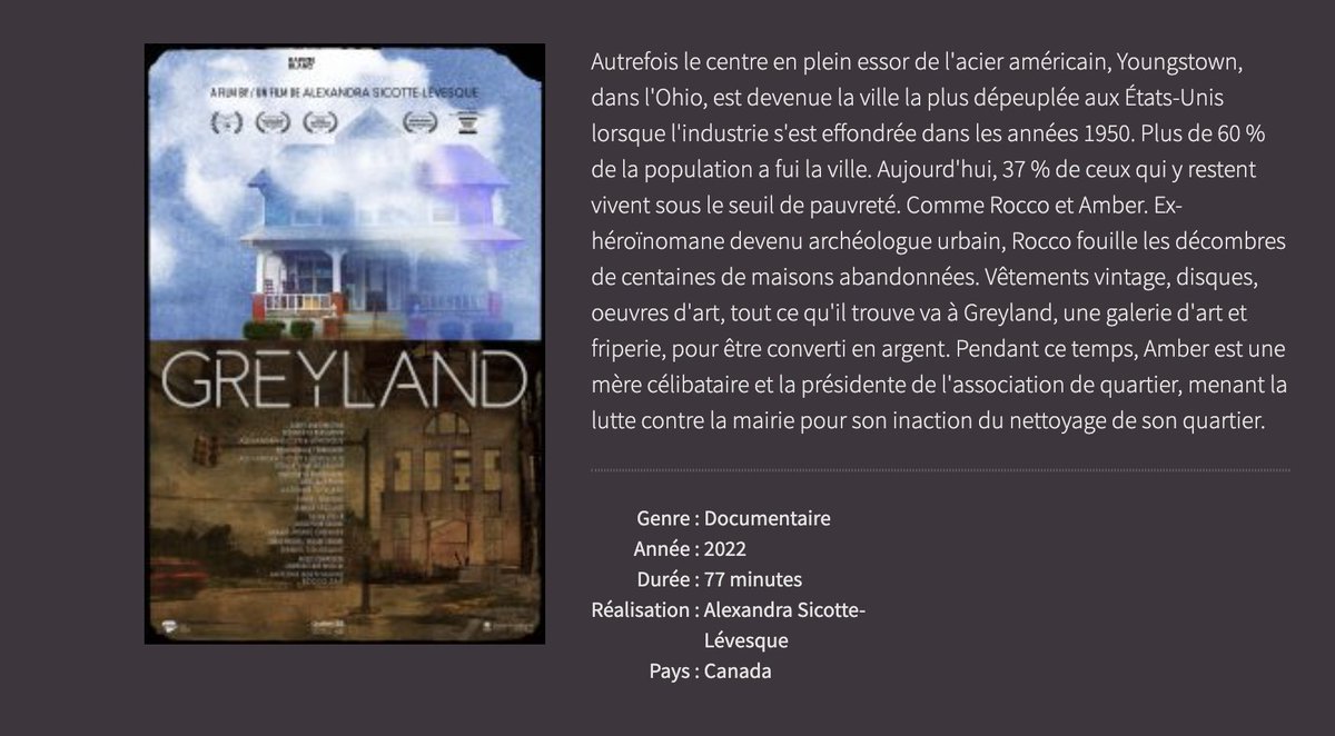 ChaireRaoulDandurand (@rdandurand) on Twitter photo 🎥 Projection & discussion - 11 avril - 16h45
👉Documentaire Greyland 🇺🇸
👉Au cinéma du Musée
👉Discussion avec la réalisatrice Alexandra Sicotte-Lévesque & <a href="/ChristoCloutier/">Christophe Cloutier-Roy</a>
👉Aperçu vimeo.com/541735302/9577…
👉Billets omniwebticketing4.com/theatre3/?schd…
👉+ infos facebook.com/events/6002856… 🎥 Projection & discussion - 11 avril - 16h45
👉Documentaire Greyland 🇺🇸
👉Au cinéma du Musée
👉Discussion avec la réalisatrice Alexandra Sicotte-Lévesque & <a href="/ChristoCloutier/">Christophe Cloutier-Roy</a>
👉Aperçu vimeo.com/541735302/9577…
👉Billets omniwebticketing4.com/theatre3/?schd…
👉+ infos facebook.com/events/6002856…