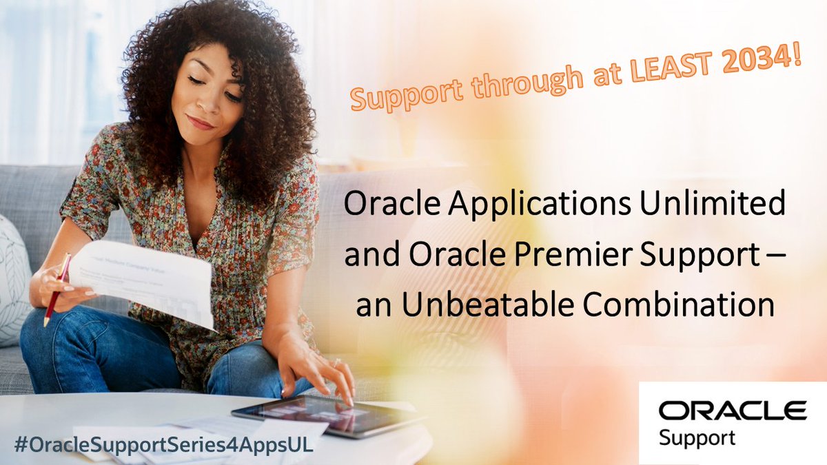Oracle_EBS's tweet photo. An unbeatable combination - Oracle Applications Unlimited and Oracle Premier Support - extended through at least 2034! Committed to customers, innovations and @OracleEBS products. https://t.co/STbkr0RR9h #OracleSupportSeries4AppsUL https://t.co/y5FQqGnvYi
