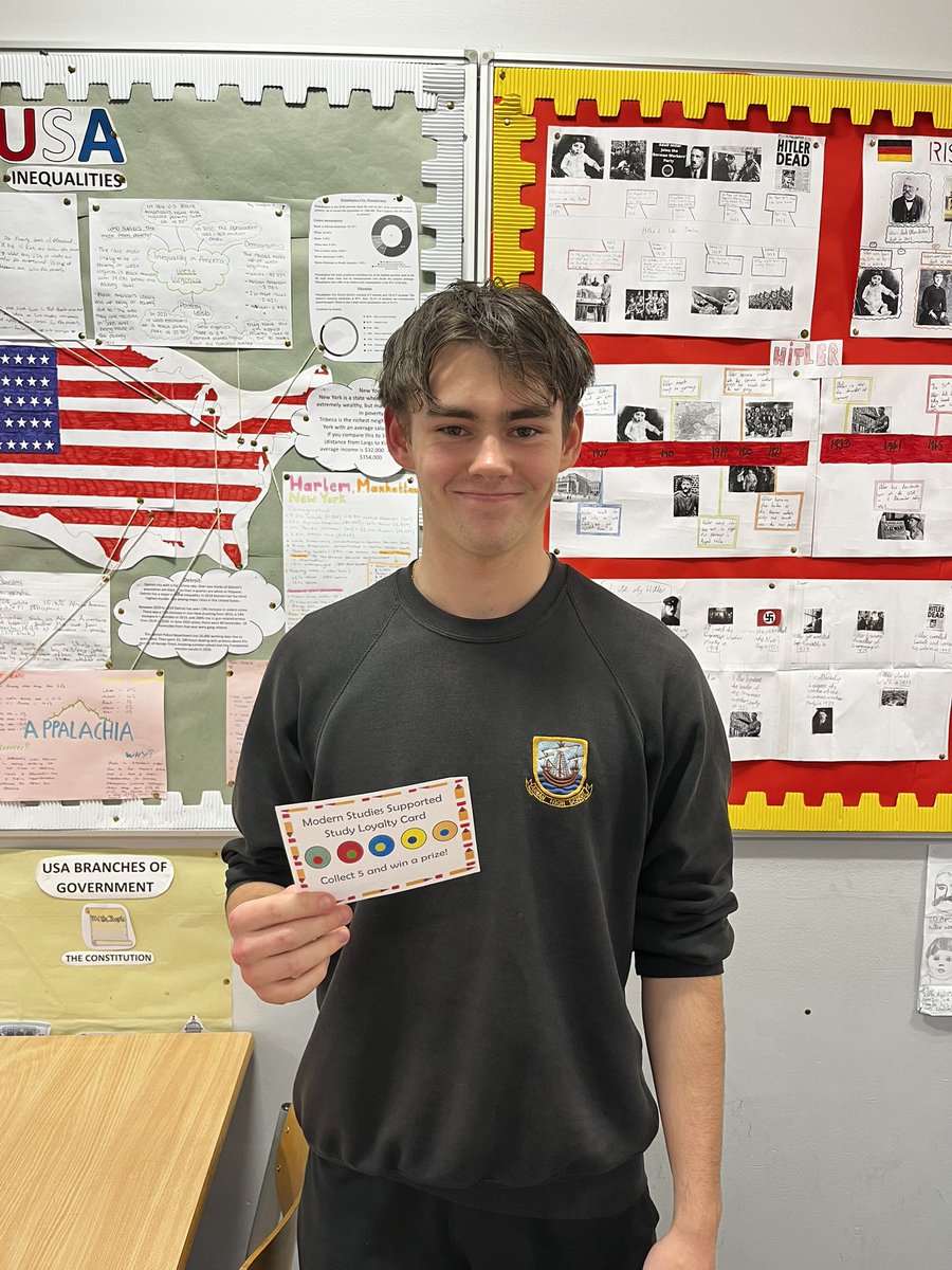 Well done to C for earning each of his Modern Studies supported study points! Your prize will be with you tomorrow!