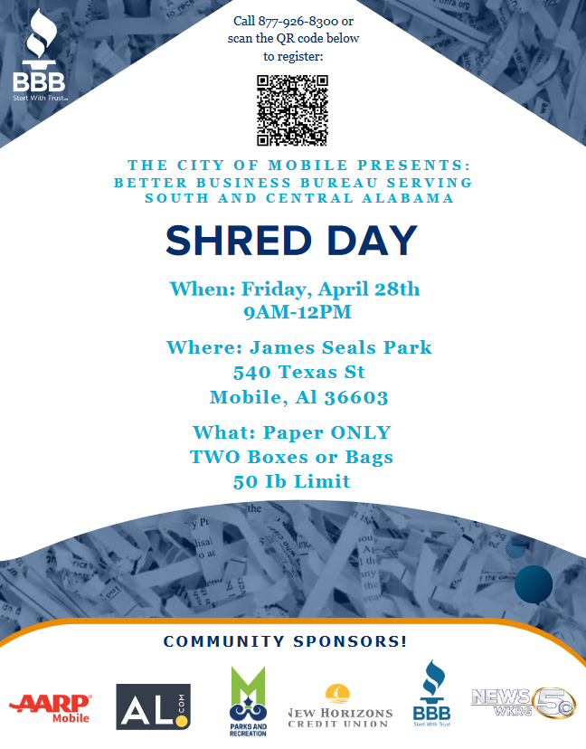 BBBcsal's tweet photo. #ShredDay #SecureYourID #CommunityEvent #Service #ShredIt https://t.co/BRaLbFWkyQ