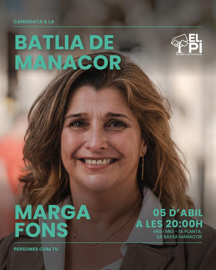 ElPi_Manacor's tweet photo. 🟢 Marga Fons es presenta com a candidata d'El Pi a Manacor.

#PersonesComTu
#EsTempsdeManacor https://t.co/iQTJwSmqsq