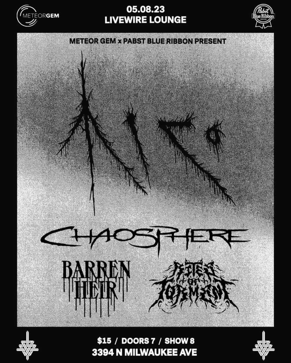 MeteorGem's tweet photo. ✨PRE-SALE TICKETS LIVE NOW✨
METEOR GEM x TOTAL DISSONANCE WORSHIP 
IN COLLABORATION WITH PABST BREWING CO. @PabstBlueRibbon  

https://t.co/6NbbJ162rk

#chicago #chicagoconcerts #pbr #mico #dissonantmetal https://t.co/1hAic8qpur