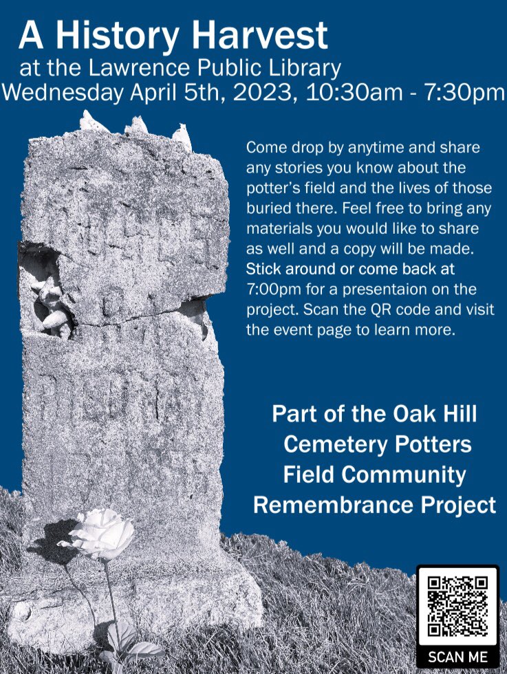 One week from today! Come stop by the Library anytime 10:30am-7:00pm &amp; share any stories you may have or just stop by to chat. Stick around or come back at 7:00pm for a presented update on the project. More details and the link to the hybrid presentation: lawrence.bibliocommons.com/events/6418b14…