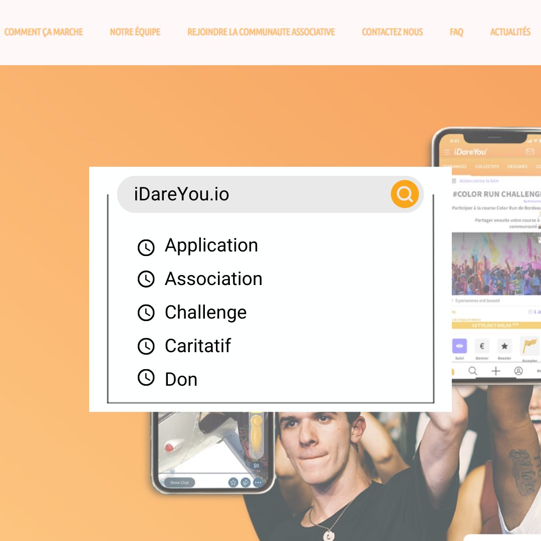 iDareYou_app's tweet photo. Sur https://t.co/Sru6O9VBq4, vous retrouverez l'ensemble des associations déjà inscrites sur la plateforme ainsi que des informations supplémentaires sur l'application. https://t.co/n3Vket0Oys