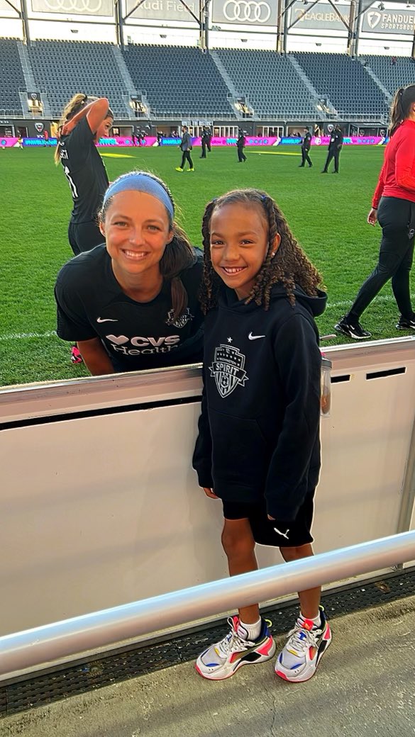 Fun times this past weekend for my daughter and her travel soccer club for the <a href="/WashSpirit/">Washington Spirit</a> home opener. It is always awesome when she meets her favorite soccer player <a href="/trinity_rodman/">Trinity Rodman</a> and give her 2 cards she made for her.