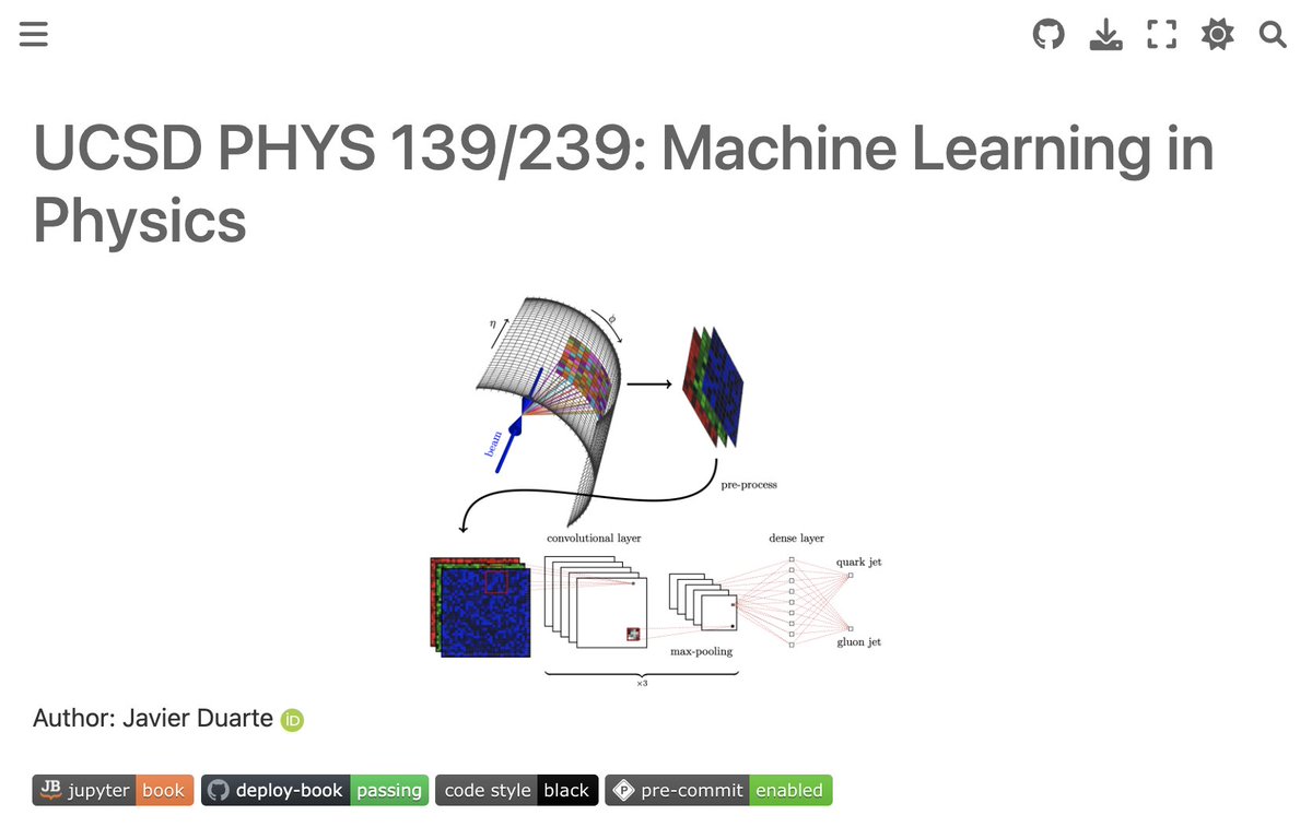 jmgduarte's tweet photo. My first #MachineLearning in #Physics course at @UCSDPhysics is now complete! All materials are available here: https://t.co/fgKn1GQ3W8 https://t.co/eChpVkvxmQ