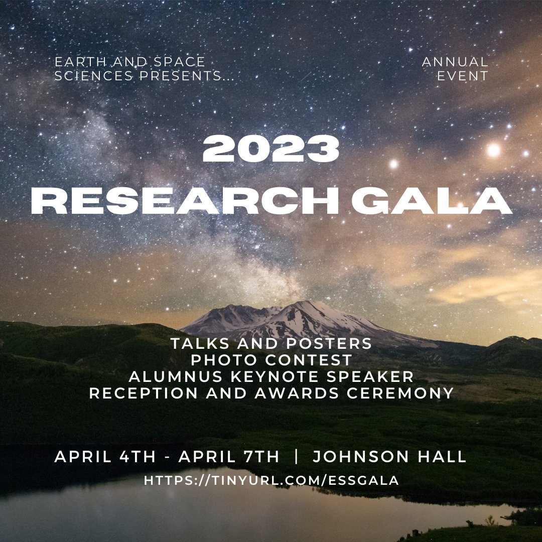 UW_ESS's tweet photo. The 2023 ESS Research Gala will take place on April 4th - April 7th. This year we have nearly 60 presentations lined up!

Check back in next week for more information on the Gala schedule and how you can help make this event a success!

Photo: UW Photography by Soren Johnson https://t.co/mLxGKUpMhV
