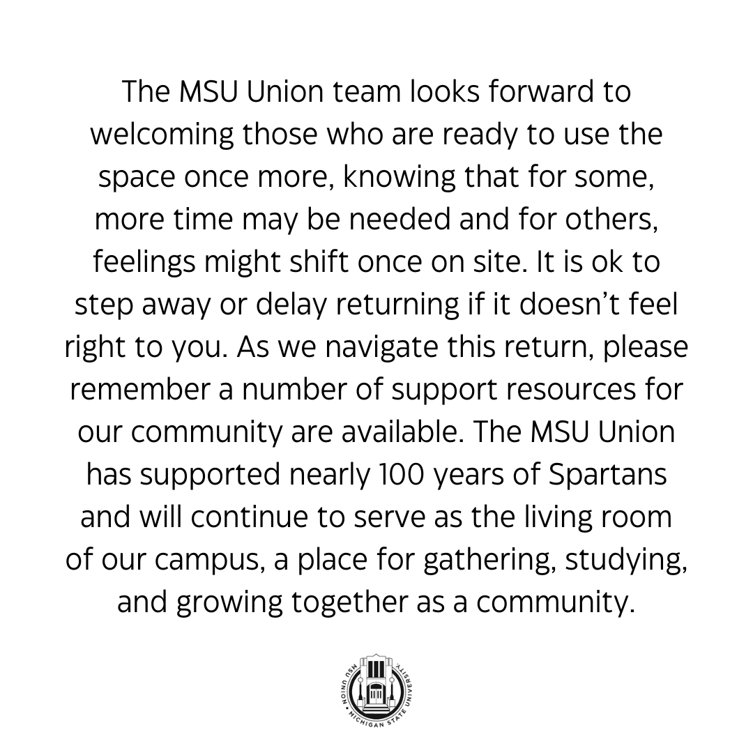 The Union will re-open April 3 at 8 a.m.