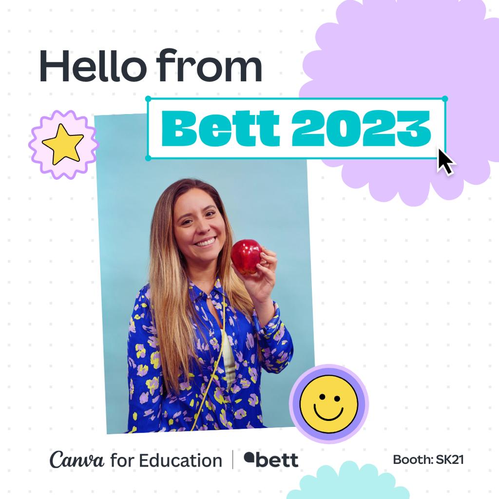 Como usuaria de <a href="/canva/">Canva</a>  desde hace casi 10 años, no podía perderme este stand donde conocí las nuevas características y me tomaron una foto #Bett2023 ojalá se repita en LatAm algún día