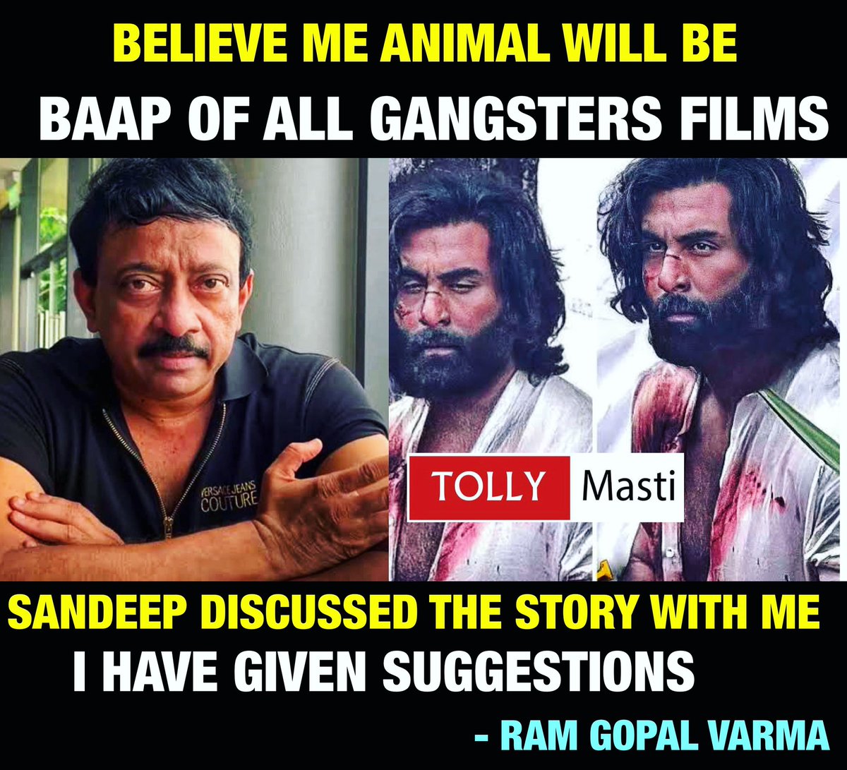 Hype 🔥🔥🤌 #animal #RanbirKapoor #RamGopalVarma #Rgv #SandeepReddyVanga 
Follow us 👉 @tollymasti