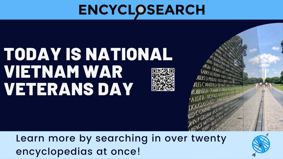 ks_found's tweet photo. Today is National Vietnam War Veterans Day.
@ks_found invites you to use #encyclosearch to learn more with search results from over twenty encyclopedias.
https://t.co/TffONZSFVc
#vietnamveteransday #nationalvietnamwarveteransday #vietnamwarveteransday https://t.co/Vha05AXMwB