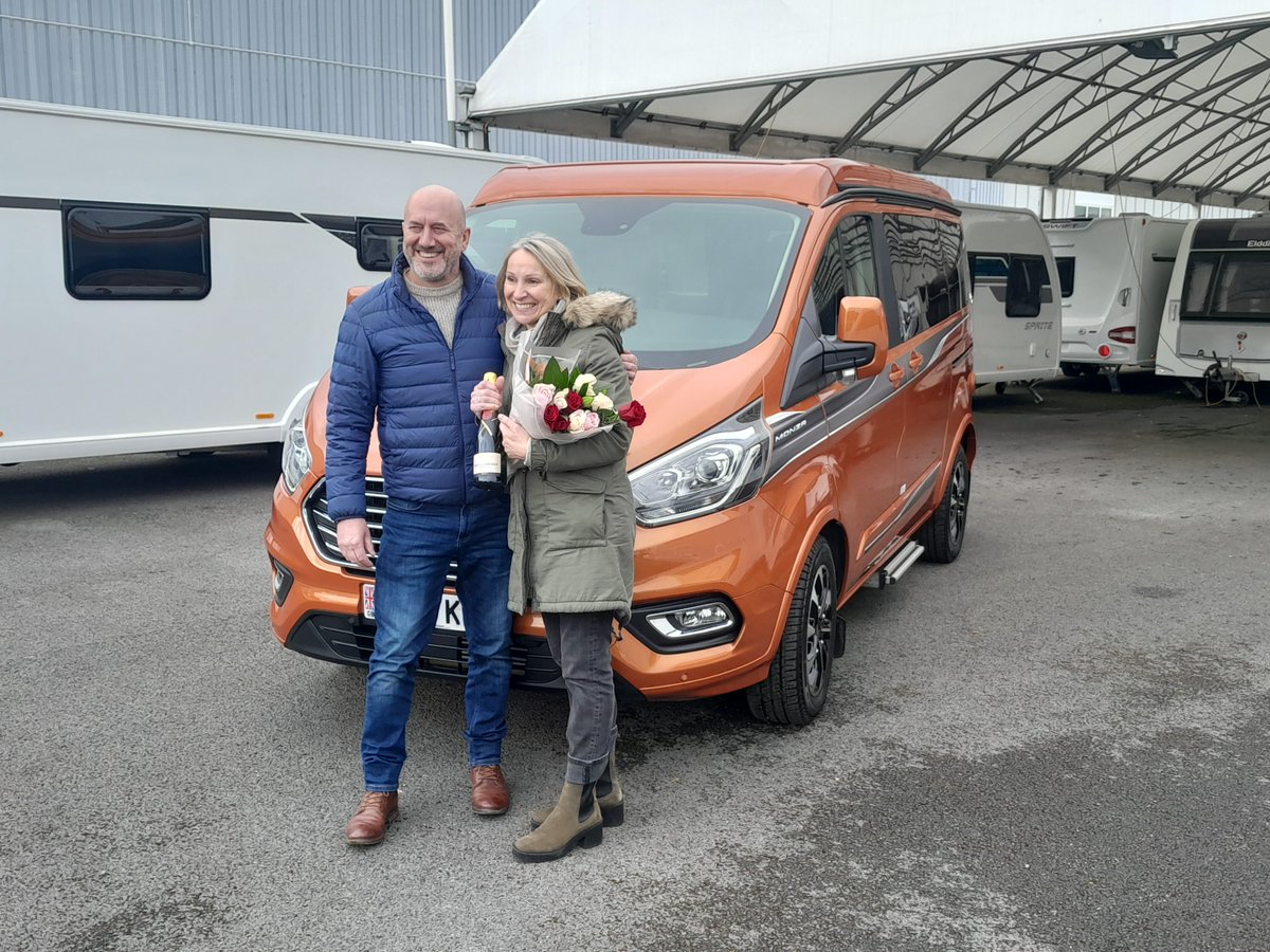 TeessideCaravan's tweet photo. A delighted Mr &amp; Mrs Elliot collecting their BRAND NEW Swift Monza Campervan from Teesside Caravans today. #SwiftGroup #SwiftMonza #teessidecaravans #campervans #holidayheaven❤️ @swiftgroup https://t.co/gUWdNibgu3
