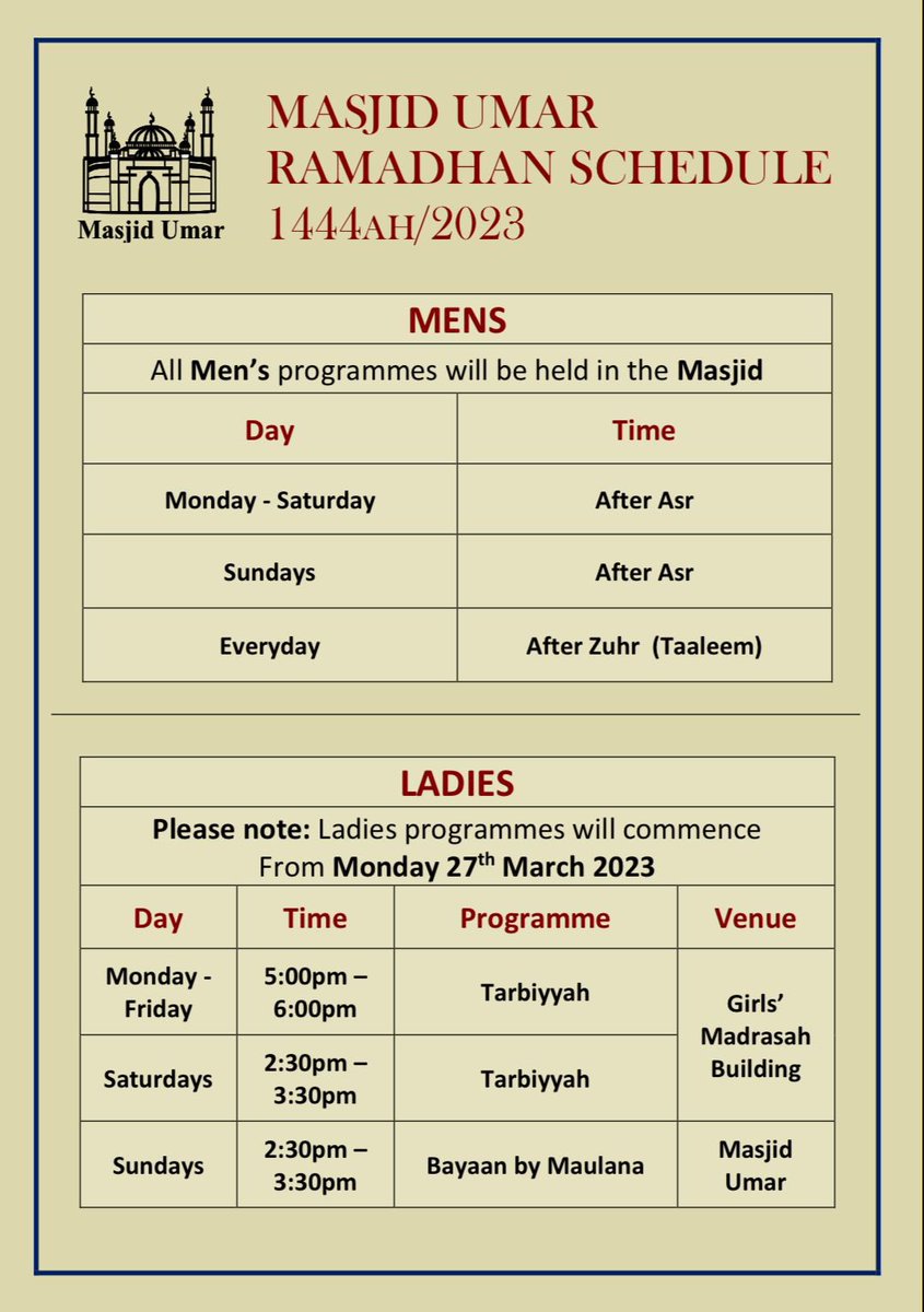 Ramadhan 2023 Programme