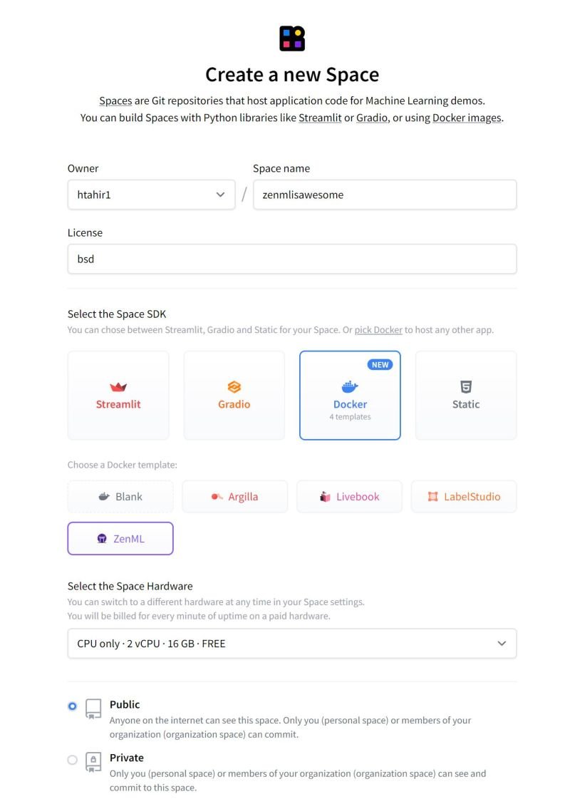ZenML (@zenml_io) on Twitter photo Now you can deploy ZenML in 30 seconds for free using a <a href="/huggingface/">Hugging Face</a> Spaces docker template! 🚀🚀🚀
Add it with a few clicks right in your Hugging Face profile: huggingface.co/login?next=%2F…
Watch it now: youtube.com/watch?v=uW7BxD…
Docs: docs.zenml.io/getting-starte…
#opensource #MLOps Now you can deploy ZenML in 30 seconds for free using a <a href="/huggingface/">Hugging Face</a> Spaces docker template! 🚀🚀🚀
Add it with a few clicks right in your Hugging Face profile: huggingface.co/login?next=%2F…
Watch it now: youtube.com/watch?v=uW7BxD…
Docs: docs.zenml.io/getting-starte…
#opensource #MLOps
