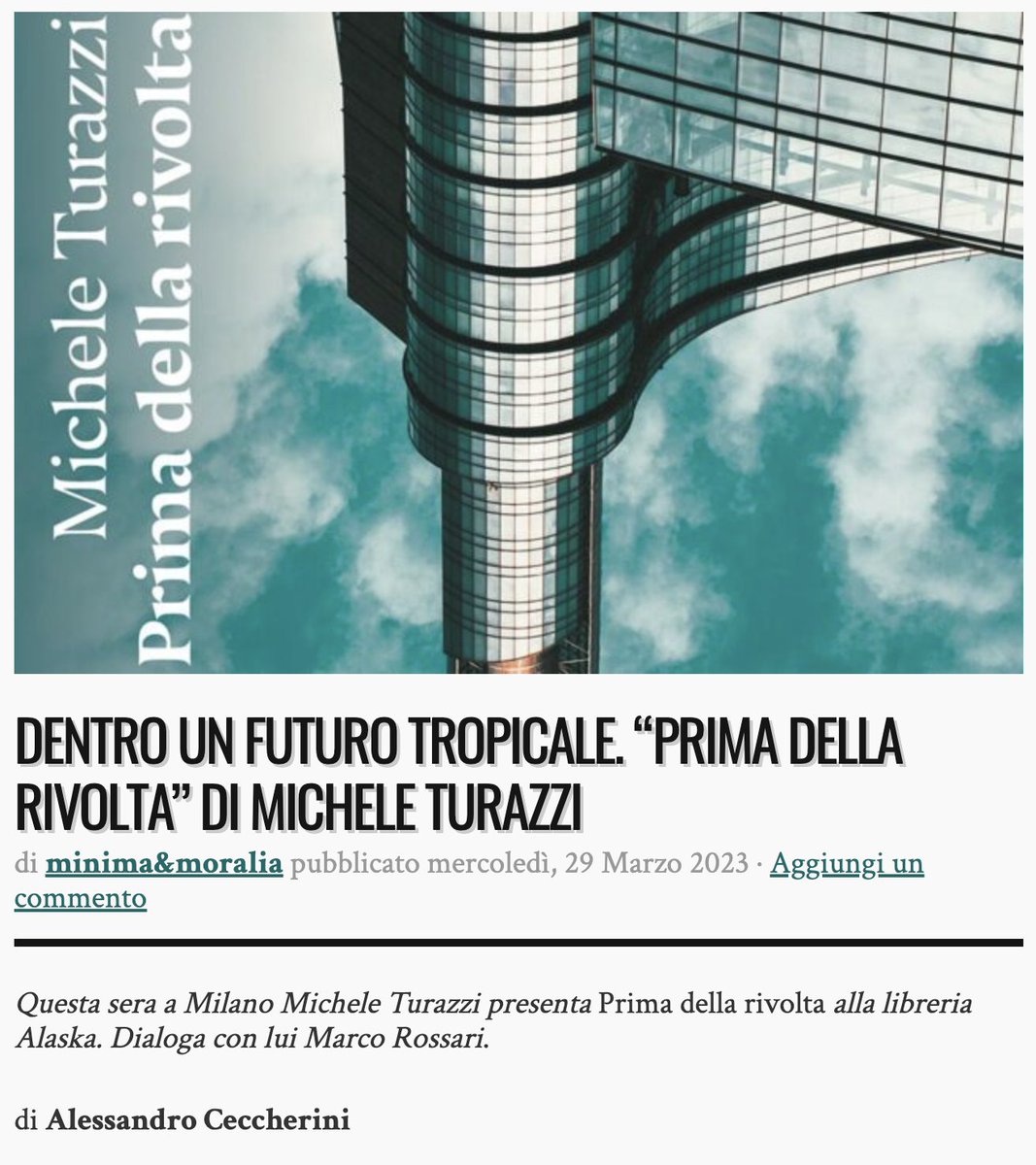 È uscita su <a href="/minimaetmoralia/">minima&moralia</a> un’analisi accuratissima di Alessandro Ceccherini. Come a volte succede con le letture attente e meditate, Alessandro mette in luce aspetti che non erano chiari nemmeno a me. (Ammetto di aver letto “Solar” solo a bozze chiuse) 
minimaetmoralia.it/wp/libri/dentr…