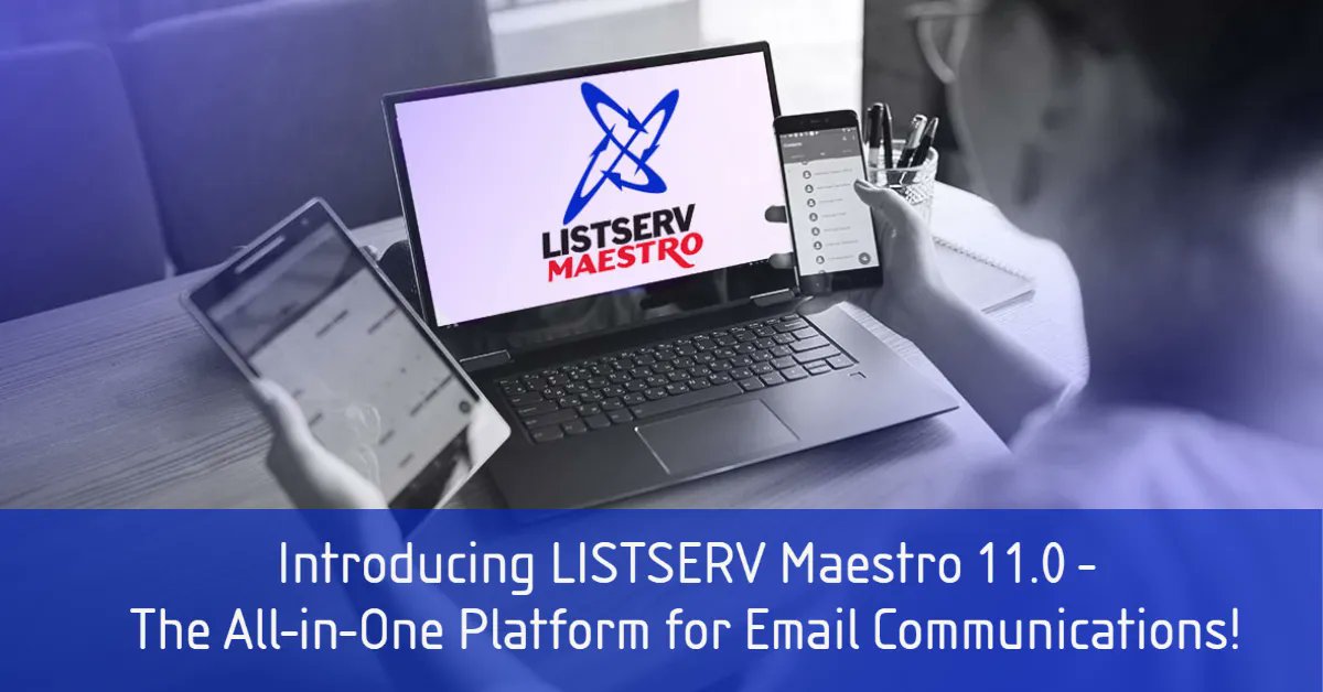 LSoftLISTSERV's tweet image. Manage #emailgroups, #newsletters + #emailmarketing communications on one platform with the unique capability of #LISTSERV Maestro 11.0. Check it out: prnewswire.com/news-releases/…