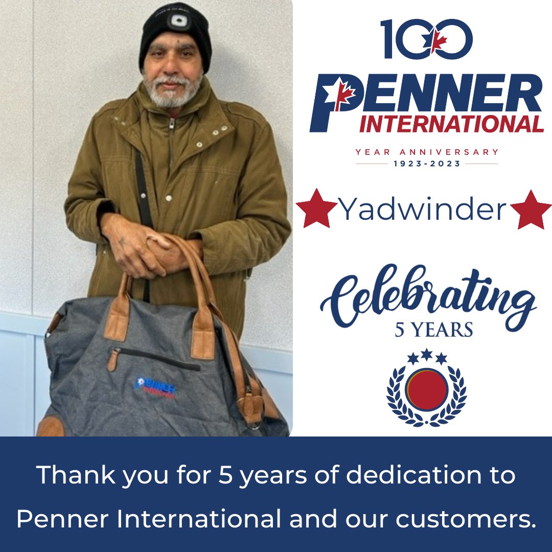 PennerInt's tweet photo. Congratulations on 5 years of service with us Yadwinder! Thank you for choosing Penner International for your driving career!
#5Years #ServiceAnniversary #Penner #PennerInternational #5YearsOfService https://t.co/aoNrBxvoxB