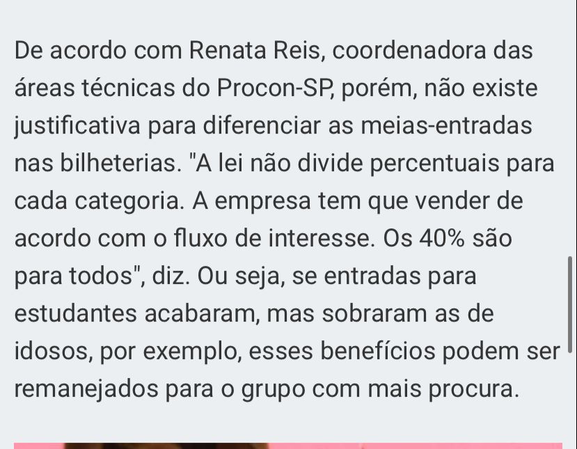 whateverguid's tweet photo. @Tab2manu @lucasaplmeida Dei uma procurada no site do procon, apareceu isso aqui. 
Ou seja se acabou as meia entrada estudante eles liberam a de idoso, sendo assim o benefício ainda está "ok" https://t.co/BvgH22NqW9