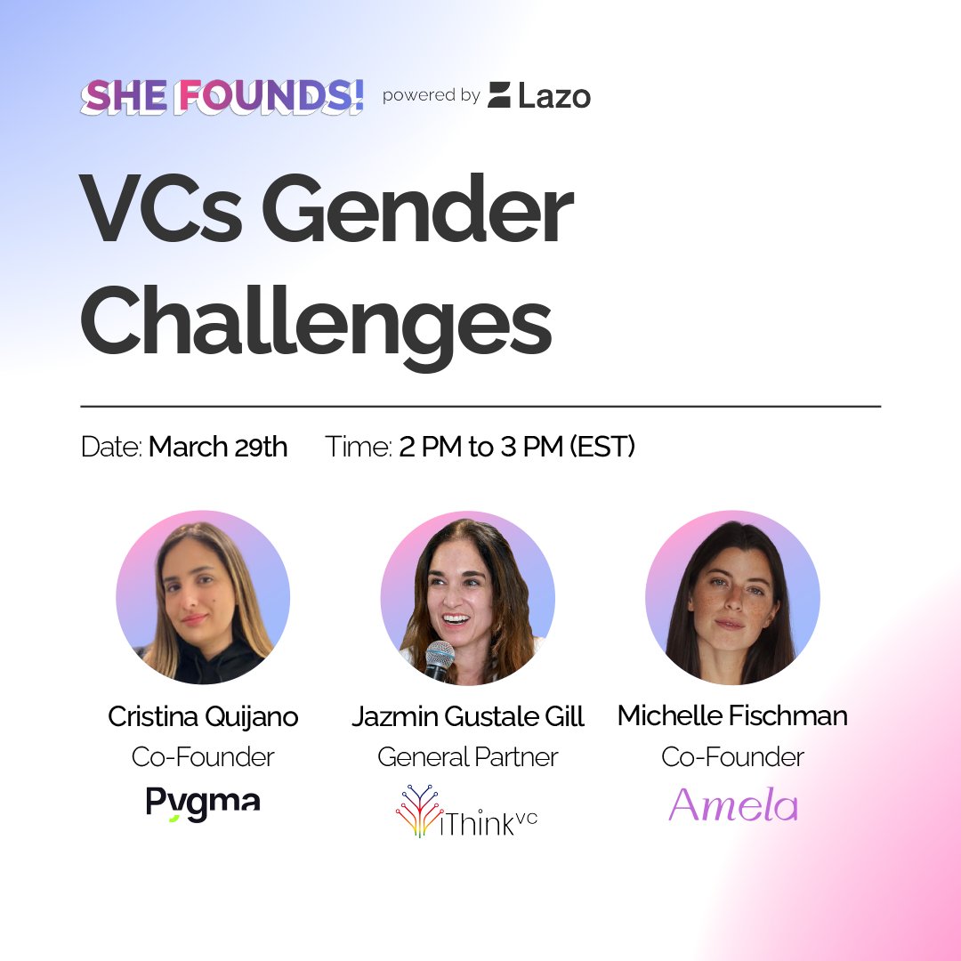 joinlazo's tweet photo. Today is the DAY💥! 

Join us at 2 pm (EST) to learn about VC's Gender Challenges with @wearepygma, @amelaclub , and @IthinkVc
 
👉🏽Link to the live stream: https://t.co/DyOto9S0p9

#Webinar #Femalevcs #Entrepreneurship   #empoweringfemale #femaleinvestors https://t.co/308LCSljHg