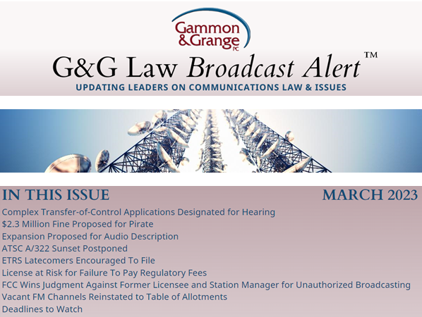 The G&amp;G Broadcast Alert is now online!  View it here:  conta.cc/3lKkvEZ

If you'd like to receive the Broadcast Alert in your inbox each month, you can subscribe here:  gg-law.com/gg-broadcast-a…
conta.cc/3KfoPWa