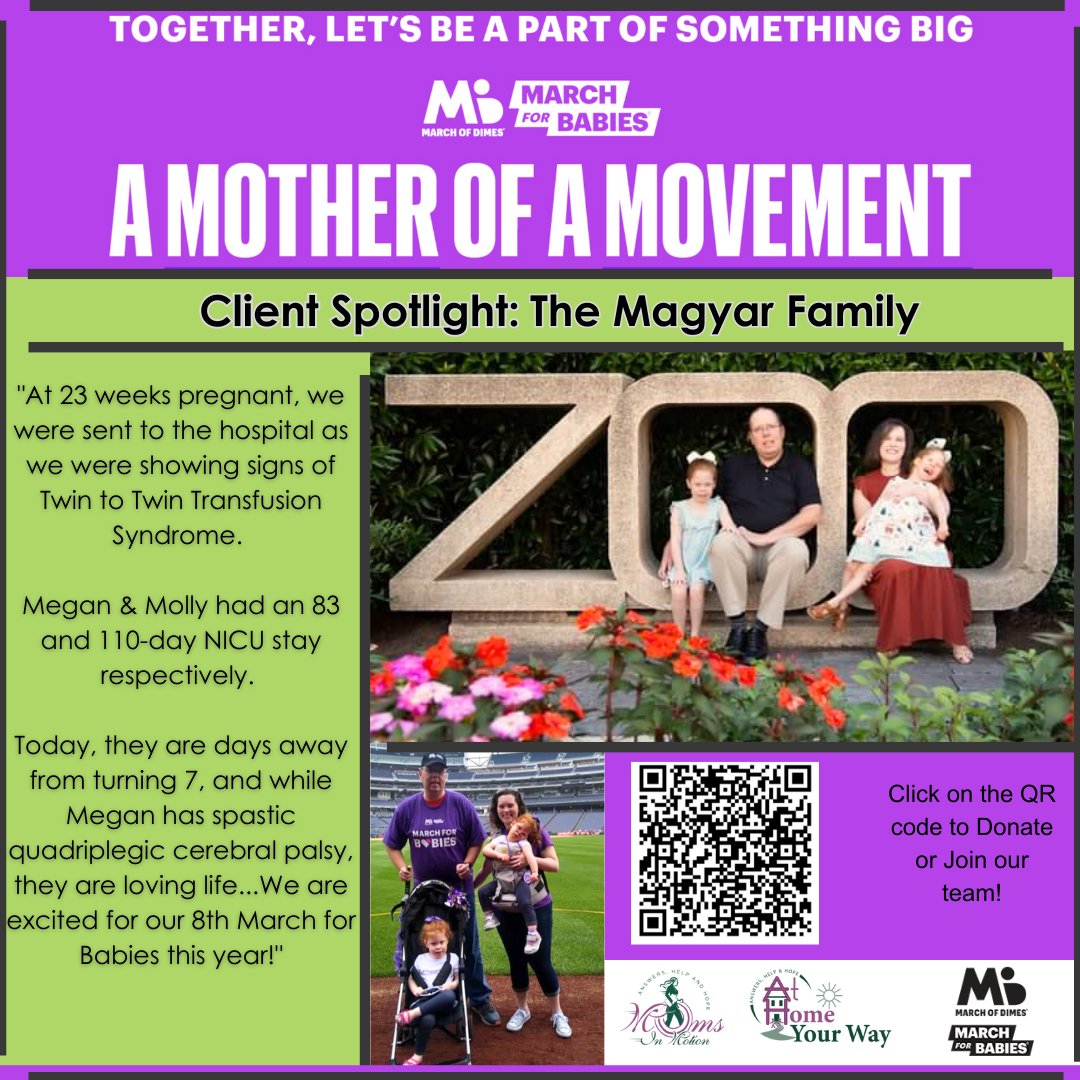 AtHomeYourWay's tweet photo. The Magyar Family is 1 of 3 ambassador families for the DC March for Babies on April 23rd at Nationals Park.  Help them reach their goal by clicking the QR code to donate or join their team! Or by utilizing the link below:

https://t.co/Io1DJ8rqqF https://t.co/XBttpUqVV9