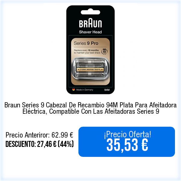 WebPromociones's tweet photo. 🛒📦⬇️Ver en Amazon⬇️📦🛒
https://t.co/FYvzlaHDwo
Braun Series 9 Cabezal De Recambio 94M Plata Para Afeitadora Eléctrica, Compatible Con Las Afeitadoras Series 9 https://t.co/eUdbHA0jtG