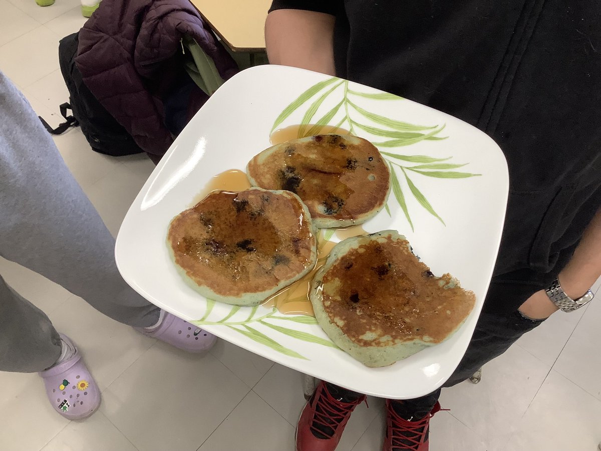 This week, our grade 10s used fractions to figure the exact measurements in recipes to create some delicious blueberry pancakes! <a href="/Churchill_HWDSB/">Sir Winston Churchill SS</a> #familystudies #hwdsb