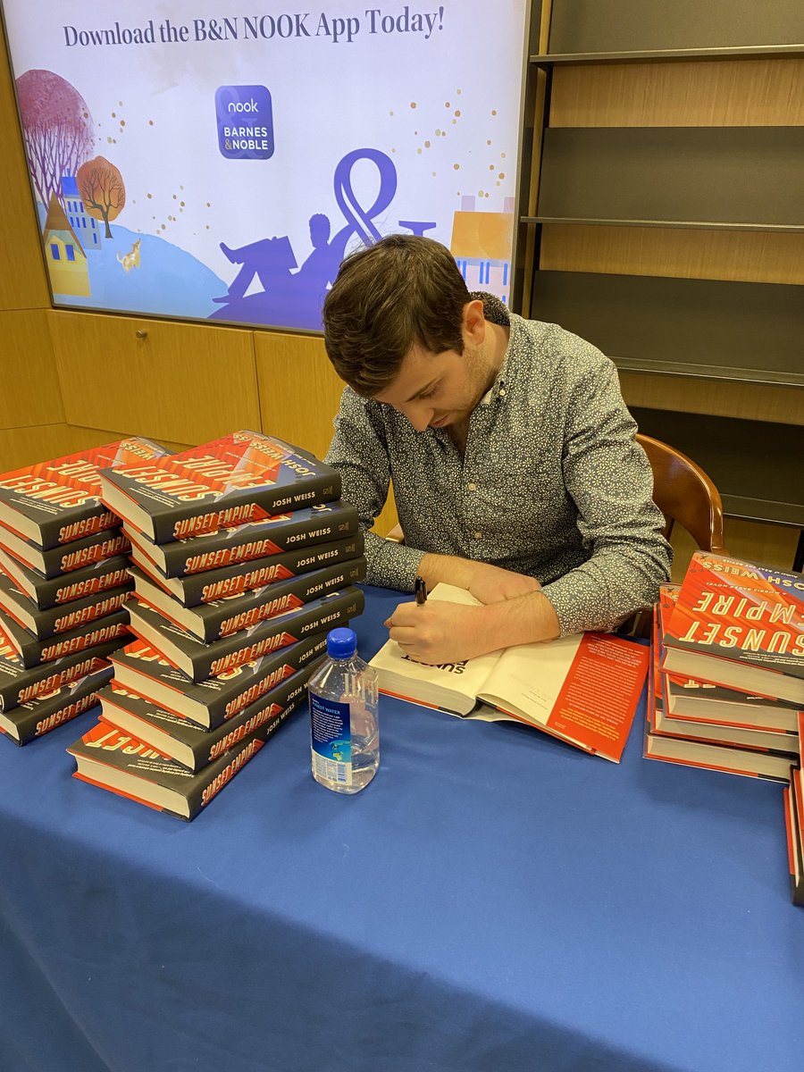 JoshuaHWeiss's tweet photo. Another incredible signing event at @BNCherryHill!!! A big thank you to everyone who showed up to support the launch of #SunsetEmpire! Pretty sure @Neal_Strauss is about the only attendee with a Twitter account, so special shoutout to Neal! 😅 https://t.co/h4EvbBrT9N https://t.co/0JZXkPO60D